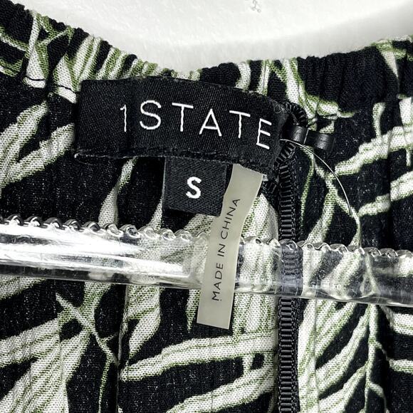 1.STATE Womens Off The Shoulder Palm Print Top Size S Black NWT Tropical - Picture 4 of 6